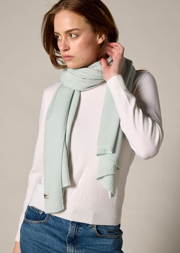 Sonya Hopkins Sydney 100% pure cashmere scarf in pale eau de nil