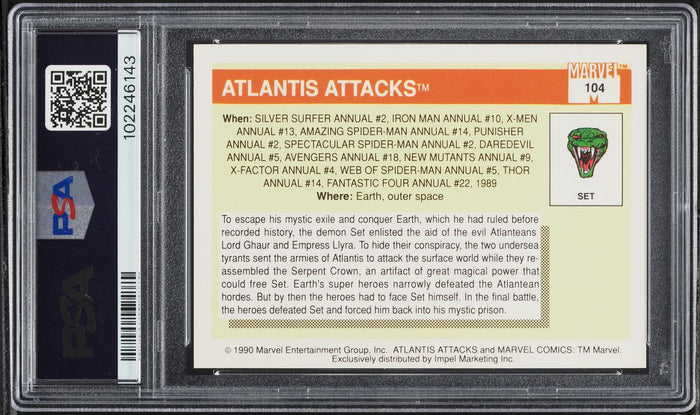 1990 Impel Marvel Universe Card #104 Atlantis Attacks PSA 10 GEM MINT (MGD2)