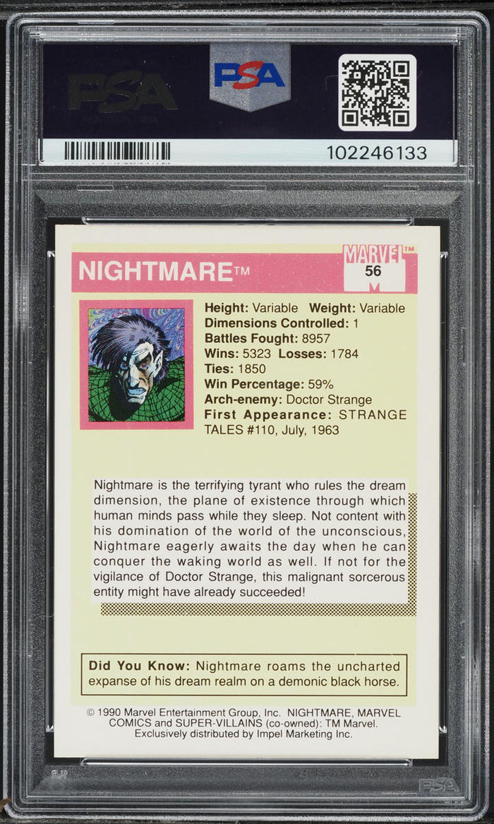 1990 Impel Marvel Universe Card # 56 Nightmare PSA 10 GEM MINT (MGD2)