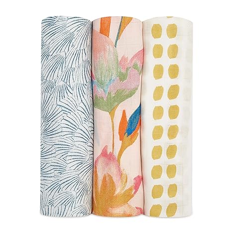 Aden + Anais Silky Soft Bamboo Swaddle Blankets-3 pack