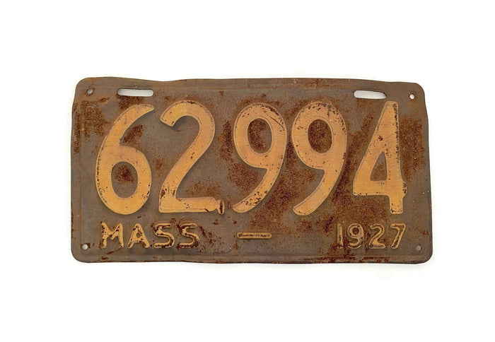 Antique Massachusetts 1927 License Plate at Duckwells