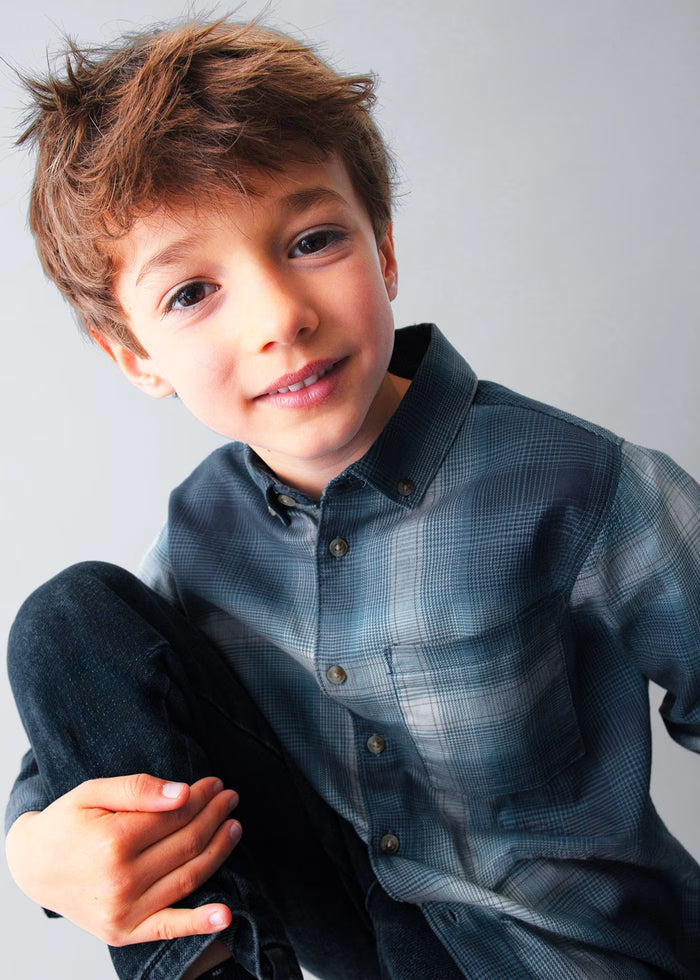 Blues Plaid LS Button Down