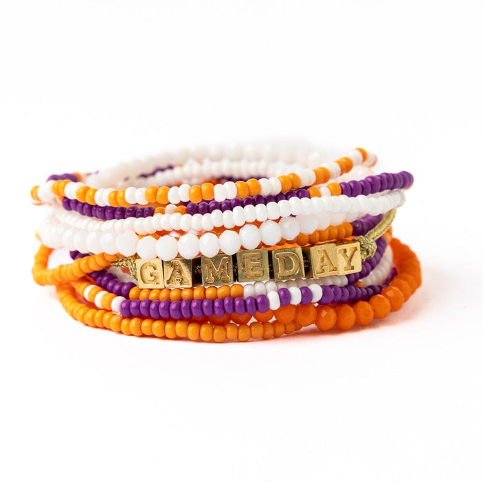Bracelet Stack Game Day Purple + Orange Stack