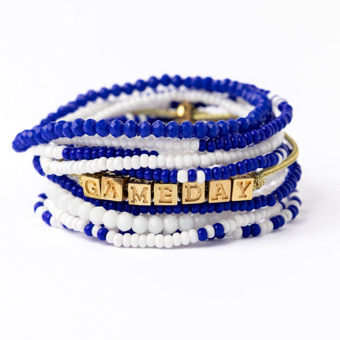 Bracelet Stack Game Day Royal Blue + White Stack