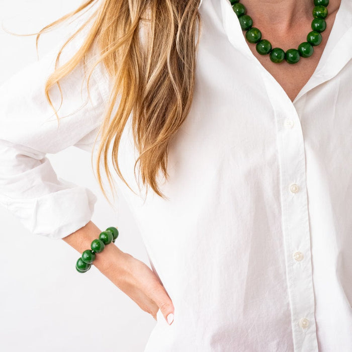 Cece Large Resin Bead Bracelet Green Clasp