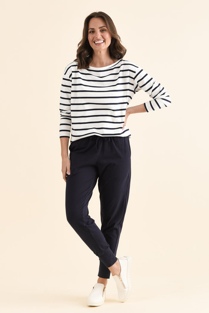 Chandler Navy Cotton Drawstring Pants