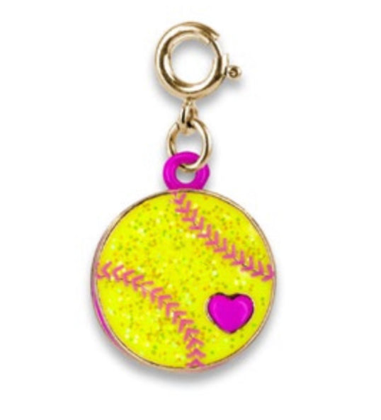 CHARM IT! Gold Glitter Softball Charm
