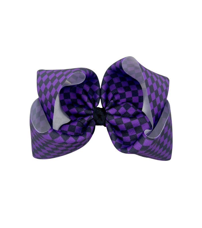 Checkered Purple/Black Bow