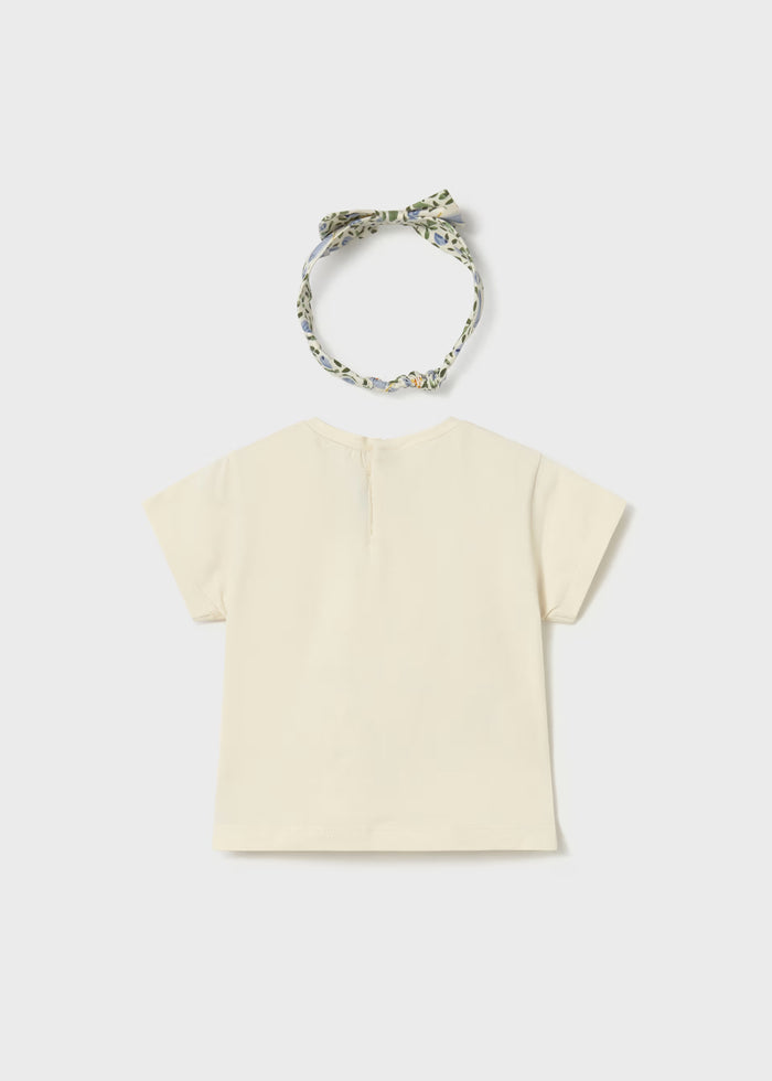 Cream Floral Butterfly Tee & Print Headband