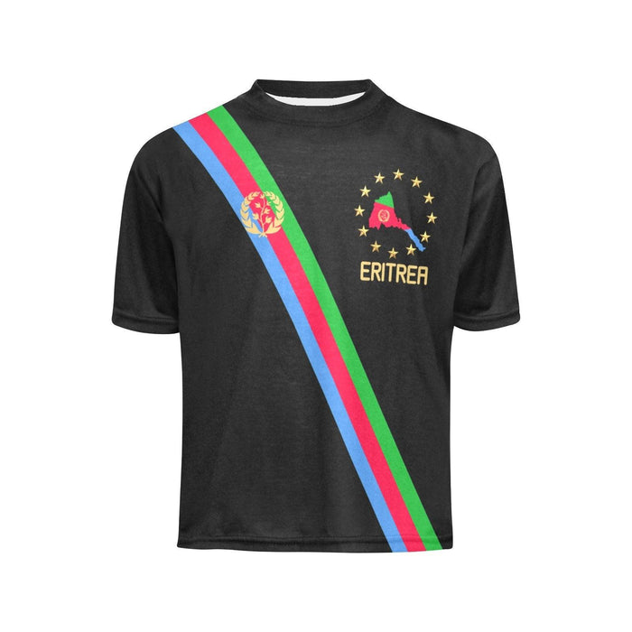 Eritrean Proud Kid T-Shirt Little Boys' All Over Print Crew Neck Black - Natna Shop