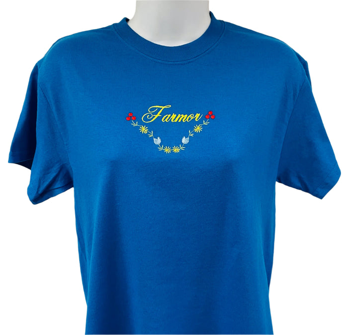 Farmor Flower T-shirt on Royal Blue T-shirt