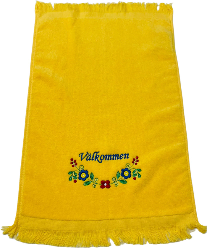 Finger tip towel - Välkommen flowers on Yellow