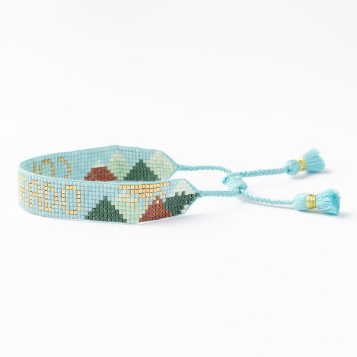 Gabby "Colorado" With Mountains Adjustable Beaded Bracelet Sliding Knot