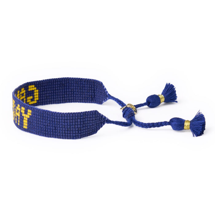 Game Day Adjustable Beaded Bracelet Navy + Yellow Sliding Knot