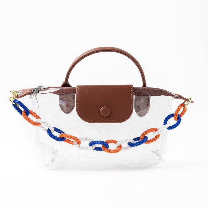 Game Day Beaded Bag Chain Blue + Orange Key Ring + Bag Charm