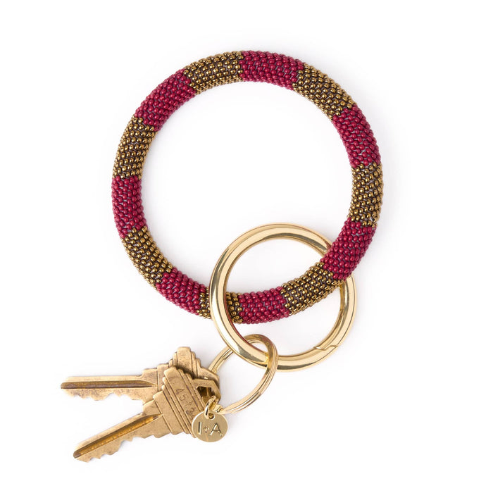 Game Day Beaded Color Block Key Ring Garnet + Gold Key Ring + Bag Charm
