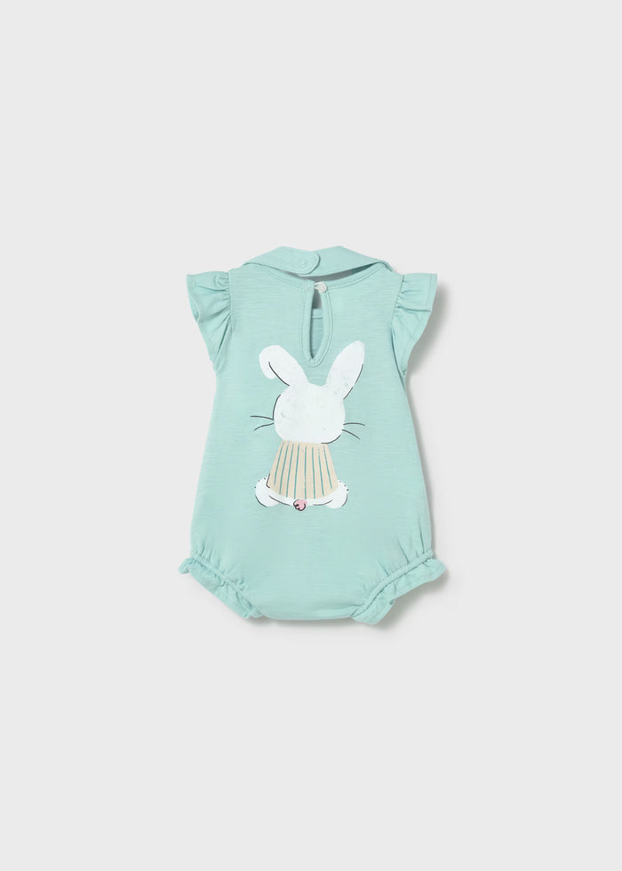 Glass Green Ruffle Bunny Romper & Bib