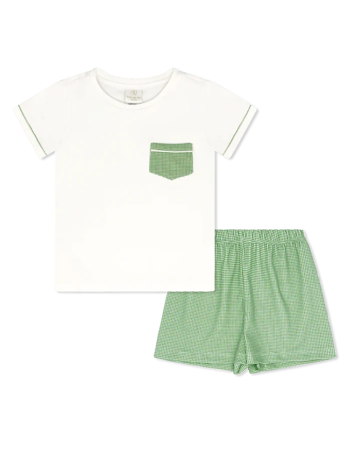 Green Minigingham Short Set