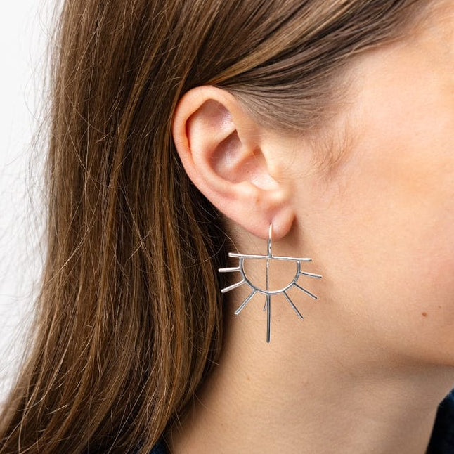 Gretchen Half Sun Threader Earrings Silver
