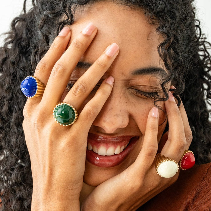 Isabella Enamel Cocktail Ring Red - Adjustable Size Ring