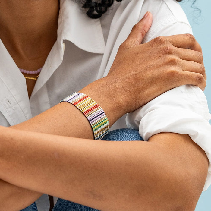 Kenzie Vertical Stripes Beaded Stretch Bracelet Multi Stretch