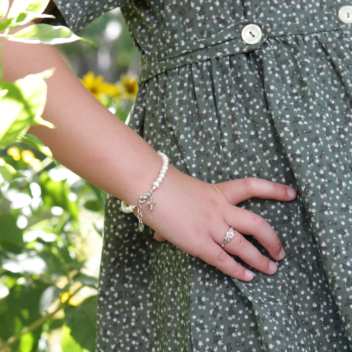 Lacey Sterling Silver Pearl Cross Bracelet