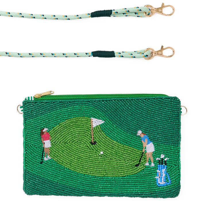 Leila Golf Seed Bead Clutch With Strap Bag