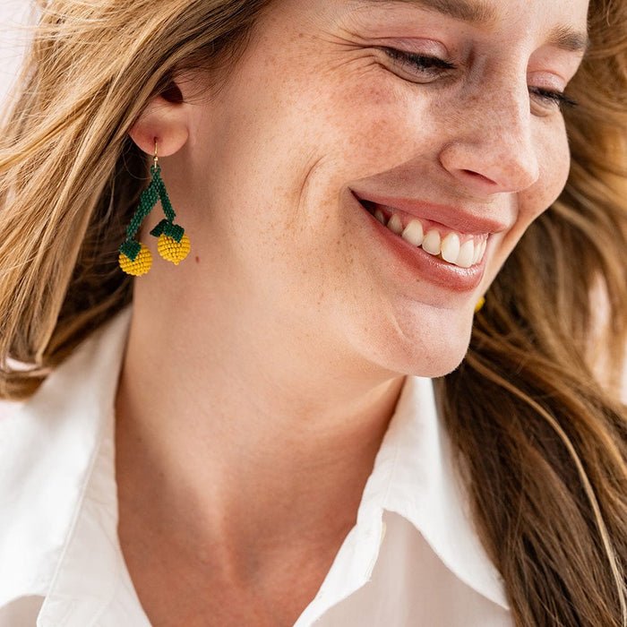 Lottie Lemon Dangle Luxe Earrings Yellow Drop