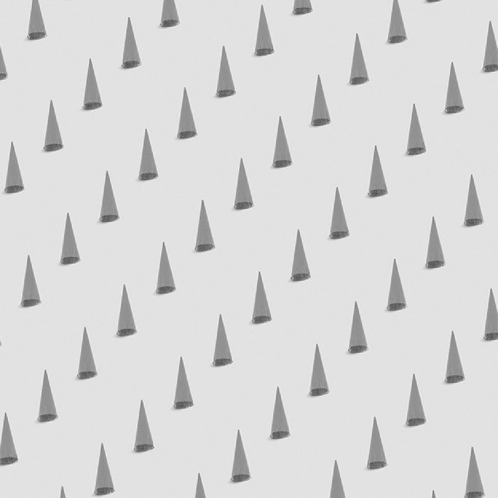 Pattern of gray traffic cones on a light gray background