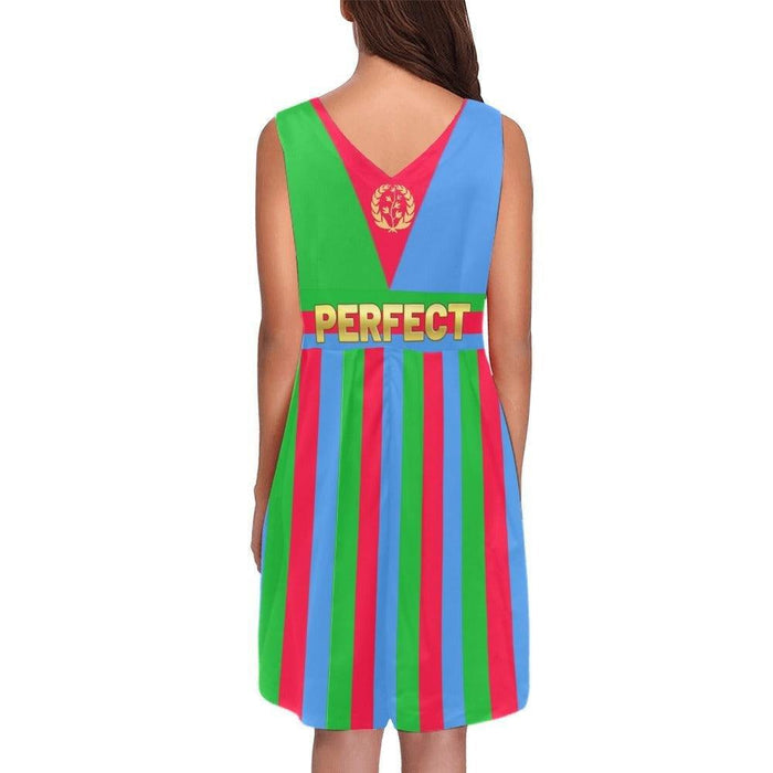 Miss Eritrea flag women Dress queen Chryseis Sleeveless Pleated Dress(Model D07) - Natna Shop