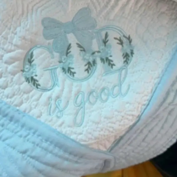 Monogrammed God is Good Quilt