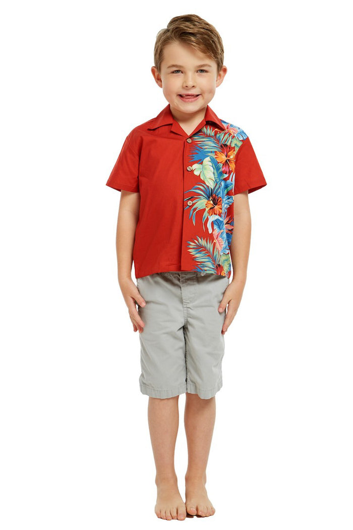 Mother Son Set in Orchid Paradise Red