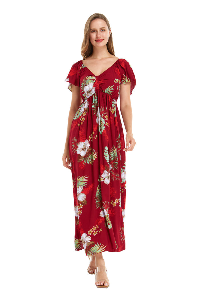 Mother Son Set in Pineapple Garden Red