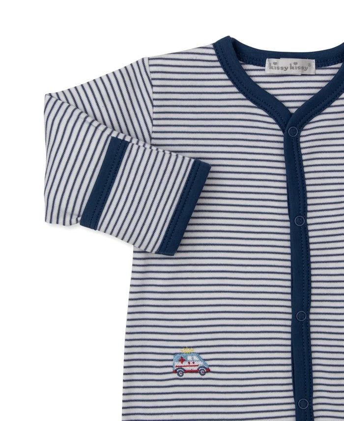 Navy Trimmed Rescue Raid Stripe Footie