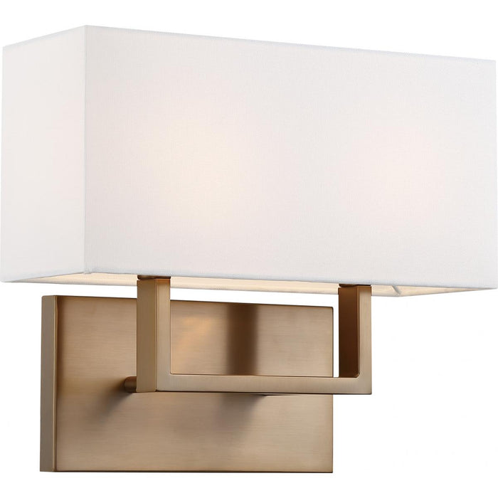 Wall Sconce / Vanity Nuvo 60-6717 Tribeca Burnished Brass Wall Sconce with White Linen Shade Nuvo Lighting