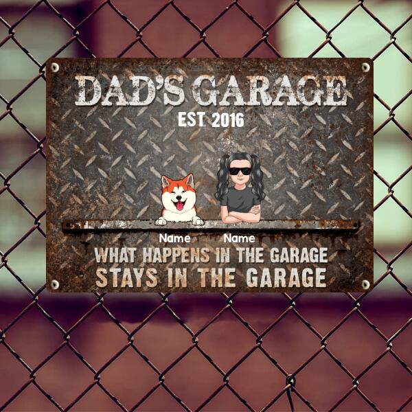 Pawzity Welcome Metal Garage Sign, Gifts For Pet Lovers, Dad's Garage What Happens In The Garage Stays In The Garage