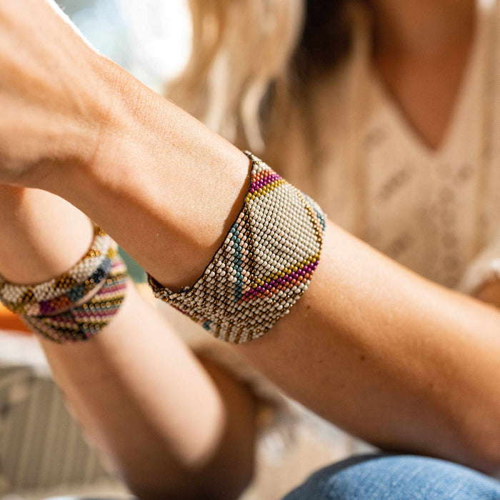 Penelope Diamonds Beaded Stretch Bracelet Muted Rainbow Bracelet