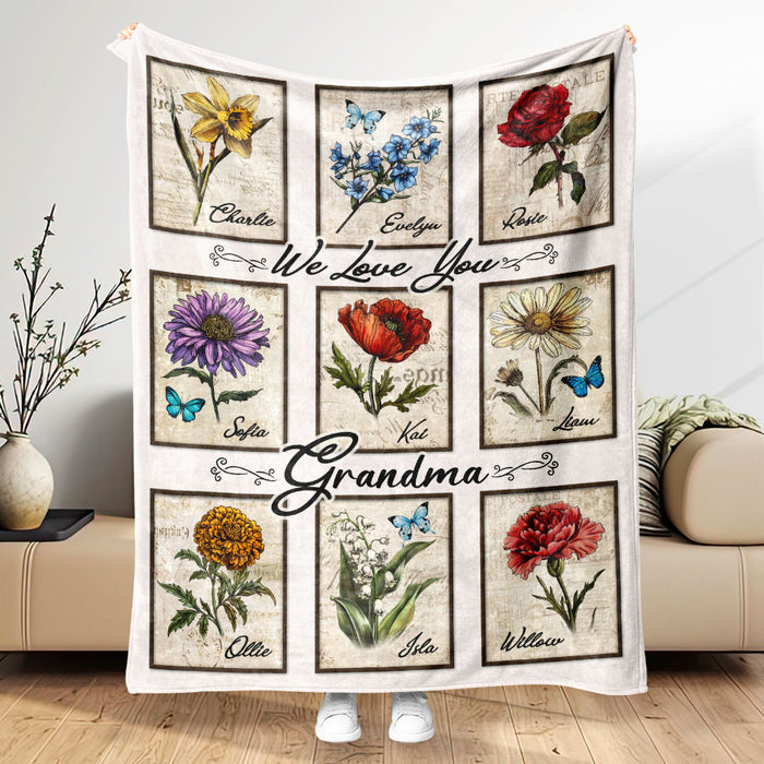 Personalized Gifts for Grandmother | Mothers Day Grandma’s Garden Blanket