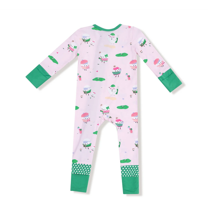 Pink Golf Pros Green 2-Way Zip Romper