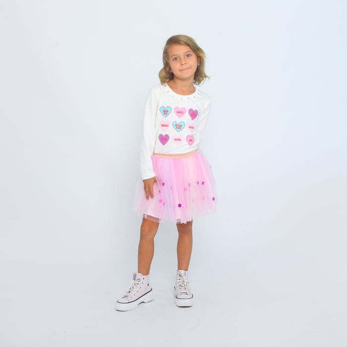 Pink Tulle High-Low Big Sequin Skirt