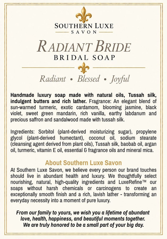 RADIANT BRIDE "BRIDE IN BLOOM" TUSSAH SILK GUEST SOAPS - Southern Luxe Savon