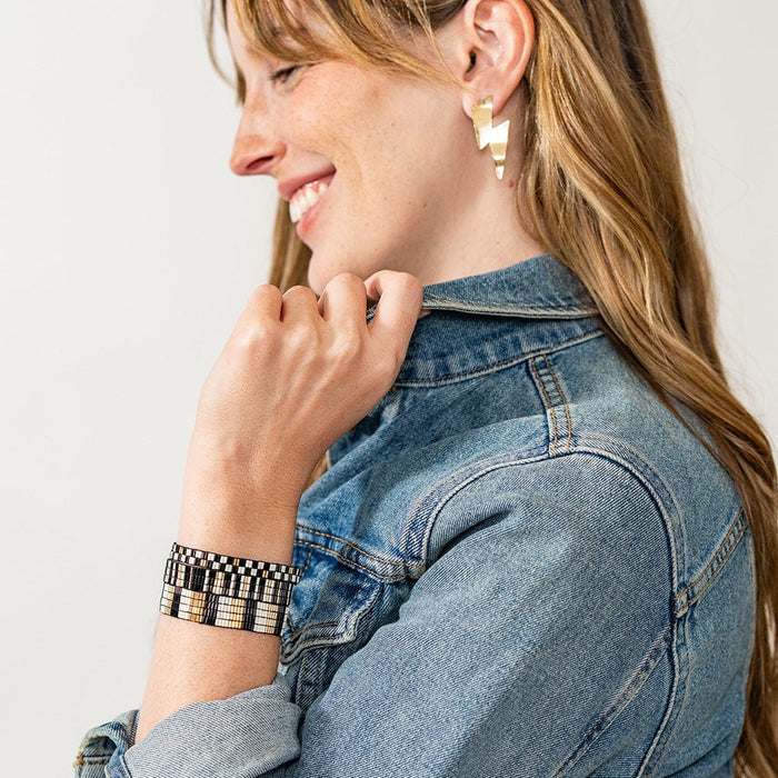 Rebecca Lightening Bolt Wavey Earring Brass Earrings