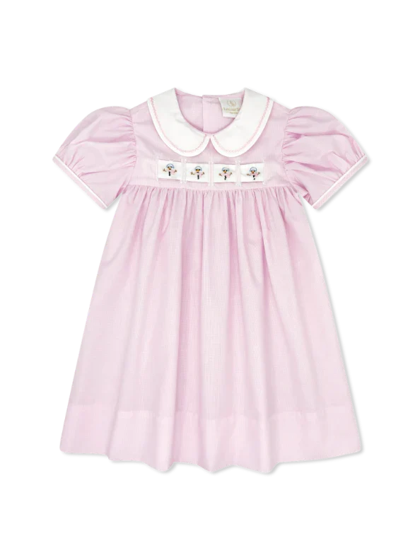 Ruth Ribbon Dress - Baby Pink Minigingham