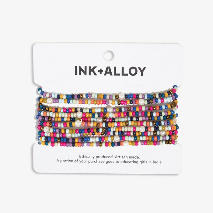 Sage Confetti Beaded 10 Strand Stretch Bracelets Multicolor Bracelet