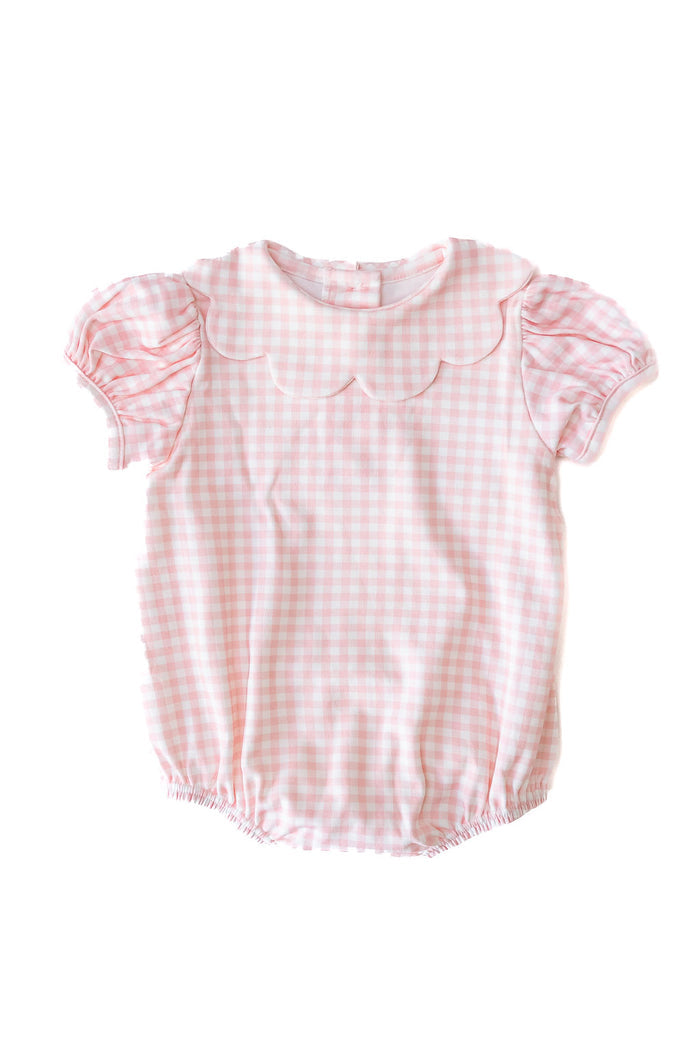 Scallop Pink Gingham Onesie