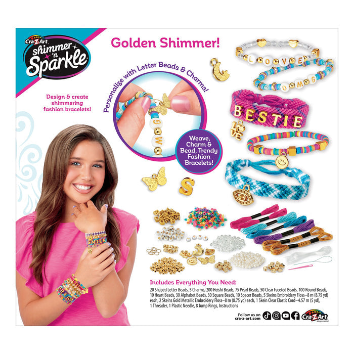 Shimmer ‘n Sparkle Sparkling A-Z Fashion Bracelet Making Kit with Alphabet Beads for Kids