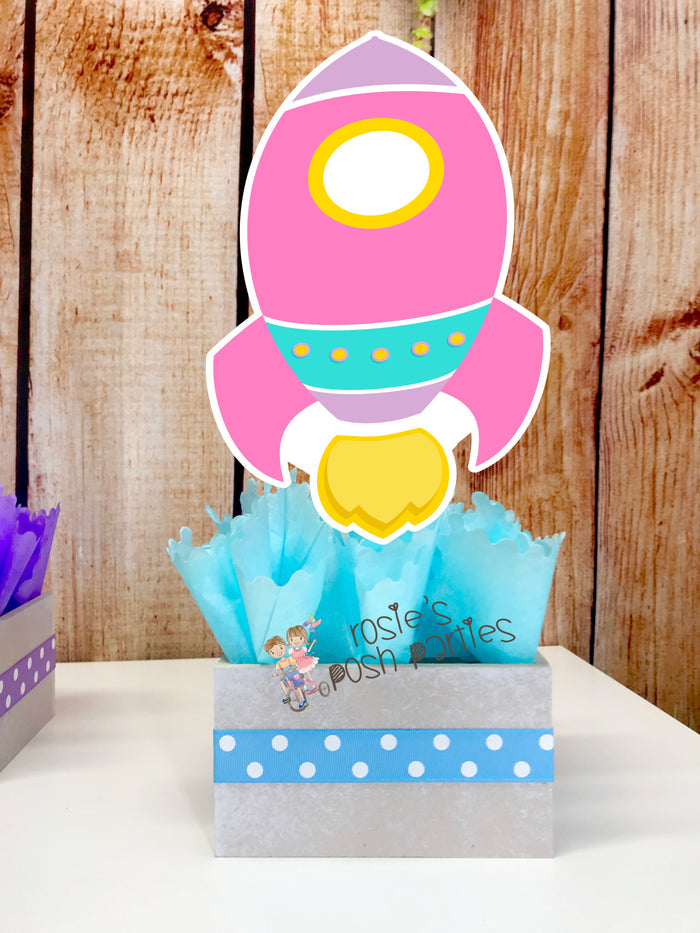 Solar System Outer Space Theme Girl Birthday Party Centerpiece Decoration SET OF 4