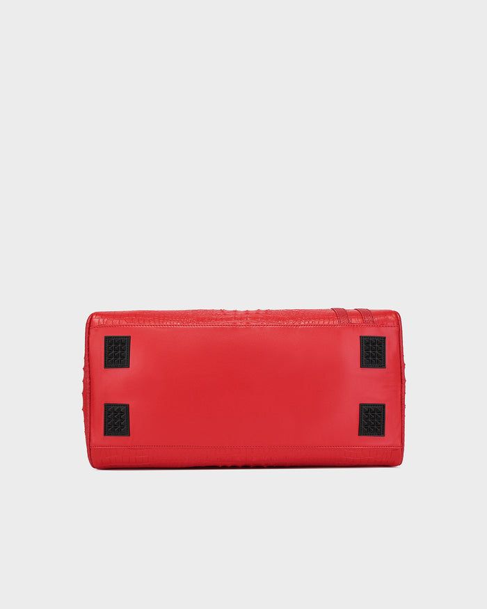 Statement Weekender Duffle Bag in Red