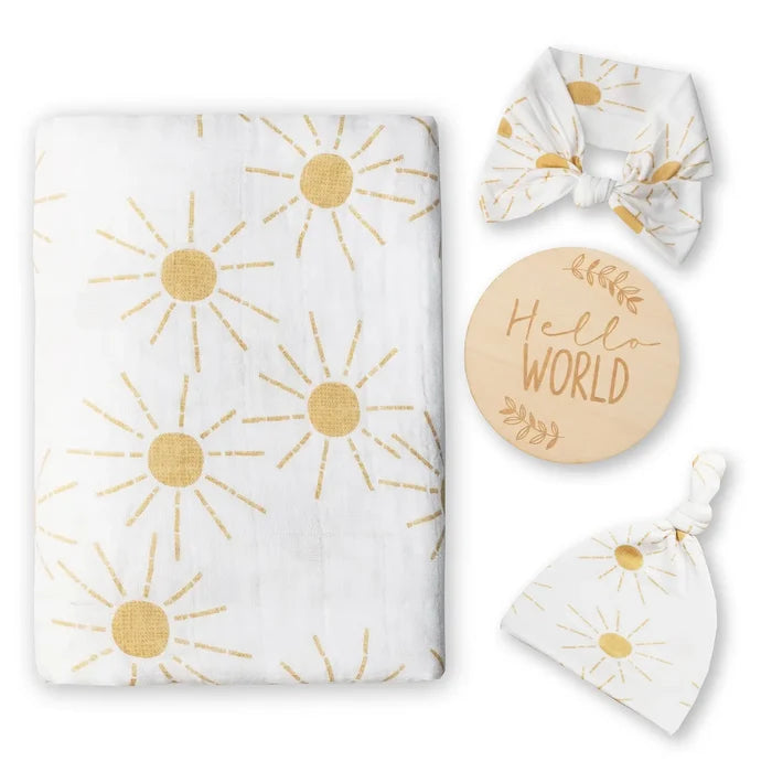 Swaddle Set with Beanie and Bow