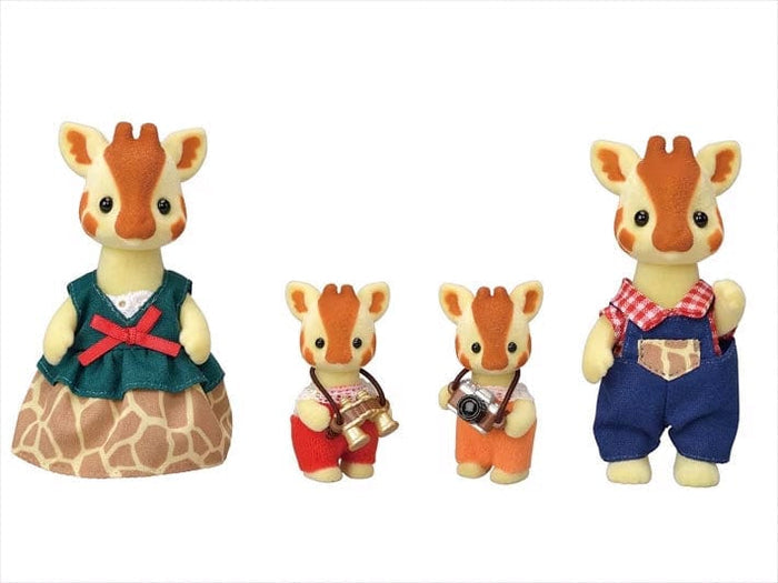 The "Sylvanian Families Highbranch Giraffe Family" is a lovely set of figures from the Sylvanian Families series. This family is known for their long necks and distinctive coat patterns, making them a charming addition to any collection. 8 cm x 4 cm x 4 cm / 3.1 inches x 1.6 inches x 1.2 inches.